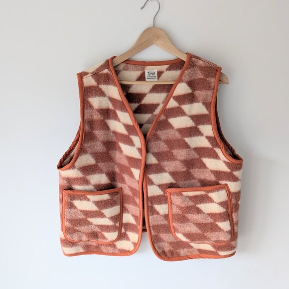 Upcycled Checkered Blanket Vest - Medium - Picture 1 of 5